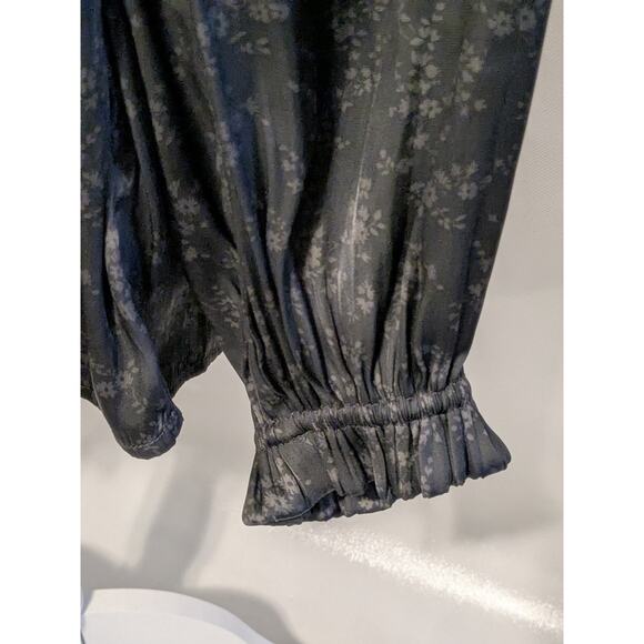 GAP Smocked Peplum Top Black Floral Sz XL GothCore PrairieCore - Picture 7 of 13